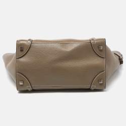 Pre Owned Celine Grey Leather Mini Luggage Tote