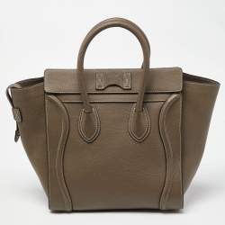 Pre Owned Celine Grey Leather Mini Luggage Tote