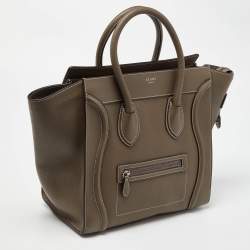 Pre Owned Celine Grey Leather Mini Luggage Tote