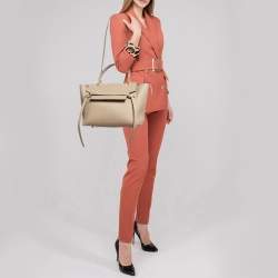 Pre Owned Celine Beige Leather Mini Belt Top Handle Bag