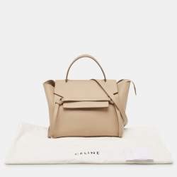Pre Owned Celine Beige Leather Mini Belt Top Handle Bag