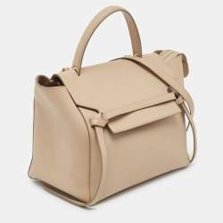 Pre Owned Celine Beige Leather Mini Belt Top Handle Bag