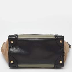 Pre Owned Celine Tricolor Leather and Suede Mini Luggage Tote