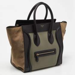 Pre Owned Celine Tricolor Leather and Suede Mini Luggage Tote