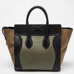 Pre Owned Celine Tricolor Leather and Suede Mini Luggage Tote