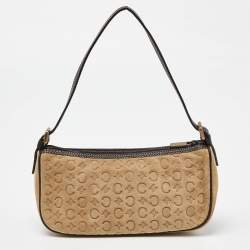 Pre Owned Celine Beige/Brown  Embossed Suede Ava Bag