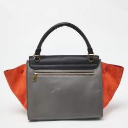 Celine Tricolor Leather and Suede Medium Trapeze Bag