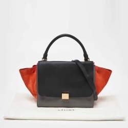 Celine Tricolor Leather and Suede Medium Trapeze Bag