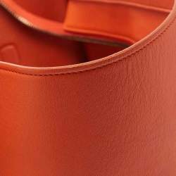 Pre Owned Celine Orange Leather Mini Luggage Tote