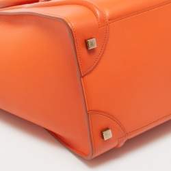 Pre Owned Celine Orange Leather Mini Luggage Tote