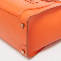 Pre Owned Celine Orange Leather Mini Luggage Tote