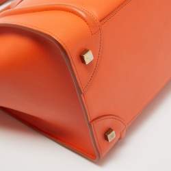 Pre Owned Celine Orange Leather Mini Luggage Tote