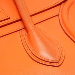 Pre Owned Celine Orange Leather Mini Luggage Tote