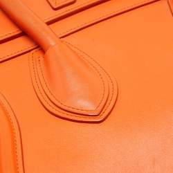 Pre Owned Celine Orange Leather Mini Luggage Tote