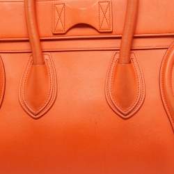 Pre Owned Celine Orange Leather Mini Luggage Tote