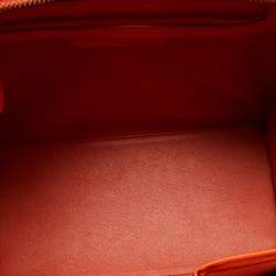 Pre Owned Celine Orange Leather Mini Luggage Tote