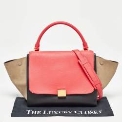 Celine Tricolor Leather and Suede Medium Trapeze Bag