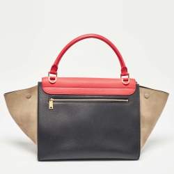 Celine Tricolor Leather and Suede Medium Trapeze Bag