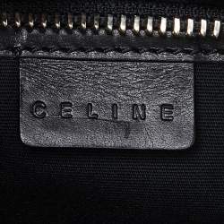 Pre Owned Celine Black Macadam Embossed Suede and Leather Baguette Bag