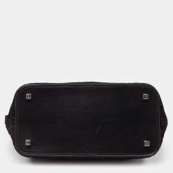 Pre Owned Celine Black Macadam Embossed Suede and Leather Baguette Bag