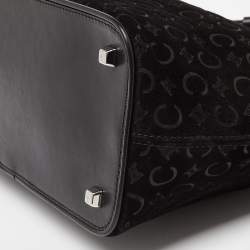 Pre Owned Celine Black Macadam Embossed Suede and Leather Baguette Bag