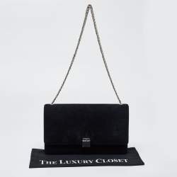 Pre Owned Celine Black Suede and Leather Medium Case Chain Flap Shoulder Bag