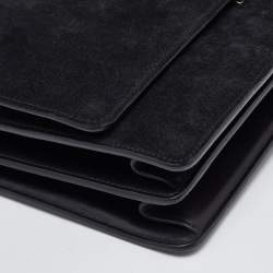 Pre Owned Celine Black Suede and Leather Medium Case Chain Flap Shoulder Bag