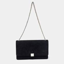 Pre Owned Celine Black Suede and Leather Medium Case Chain Flap Shoulder Bag