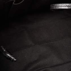 Pre Owned Celine Black/Brown Macadam Fabric and Croc Embossed Leather Tote