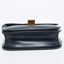 Pre Owned Celine Navy Blue Leather Medium Classic Box Shoulder Bag
