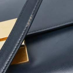 Pre Owned Celine Navy Blue Leather Medium Classic Box Shoulder Bag