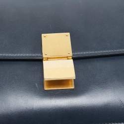 Pre Owned Celine Navy Blue Leather Medium Classic Box Shoulder Bag