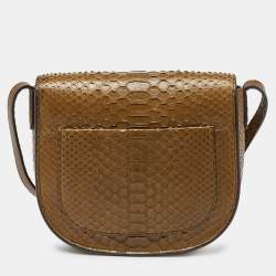 Celine Olive Green Python Small Trotteur Crossbody Bag