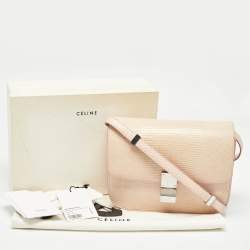 Celine Pink Lizard Medium Classic Box Shoulder Bag