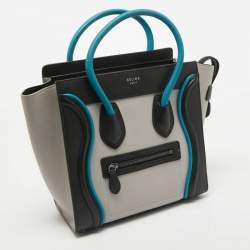 Pre Owned Celine Tricolor Leather Micro Luggage Tote