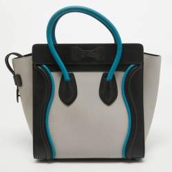 Pre Owned Celine Tricolor Leather Micro Luggage Tote