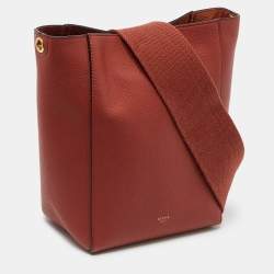 Pre Owned Celine Brick Leather Small Sangle Bucket Bag