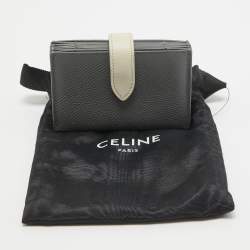 Celine Grey/Off White Leather Accordion Card Holder  