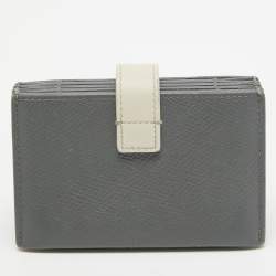 Celine Grey/Off White Leather Accordion Card Holder  