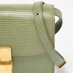 Celine Green Lizard Small Classic Box Flap Bag