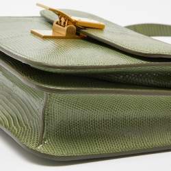 Celine Green Lizard Small Classic Box Flap Bag