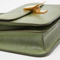 Celine Green Lizard Small Classic Box Flap Bag