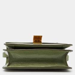 Celine Green Lizard Small Classic Box Flap Bag
