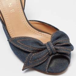 Celine Navy Blue Denim Bow D'orsay Slingback Sandals Size 38