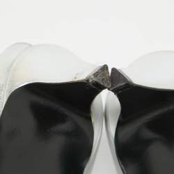 Pre Owned Celine Silver Leather Ankle Strap Pumps Size 40