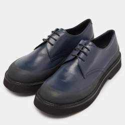Pre Owned Celine Navy Blue Leather Platform Derby Sneakers Size 39