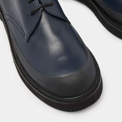 Pre Owned Celine Navy Blue Leather Platform Derby Sneakers Size 39