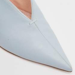 Pre Owned Celine Blue Leather Vamp Pointed Toe Pumps Size 39