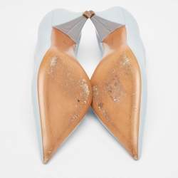 Pre Owned Celine Blue Leather Vamp Pointed Toe Pumps Size 39
