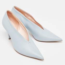 Pre Owned Celine Blue Leather Vamp Pointed Toe Pumps Size 39